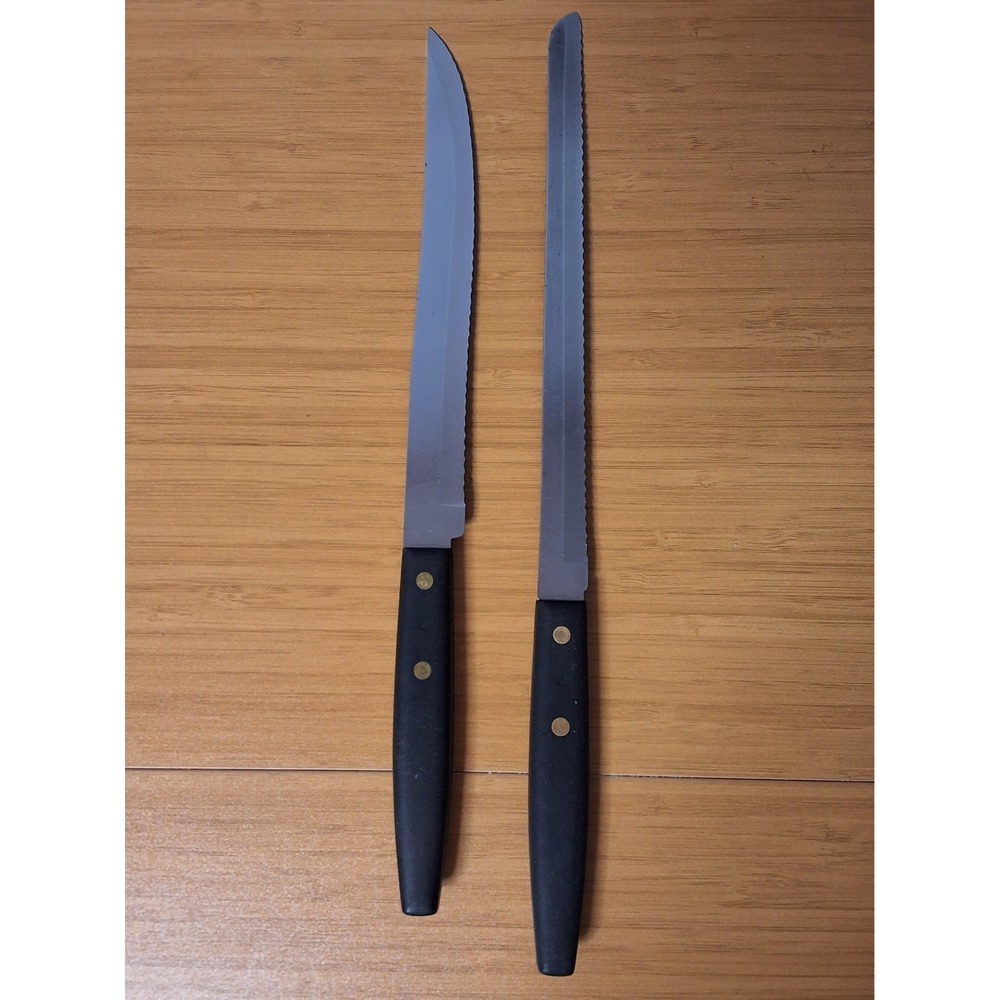 Vintage‎ Pair Of Forgecraft USA Stainless Steel Serrated Knives.